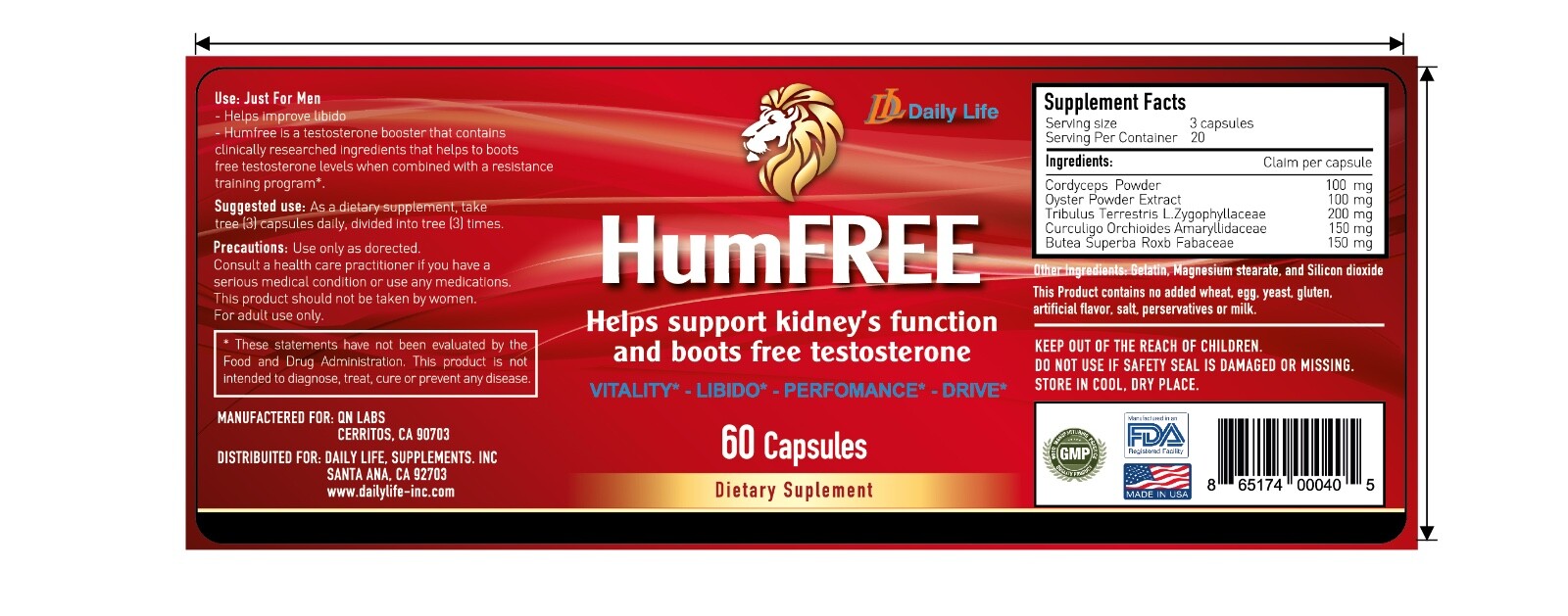 HumFREE FOR MEN – DAILY LIFE ,INC MADE IN USA ( TANG CUONG SINH LY )