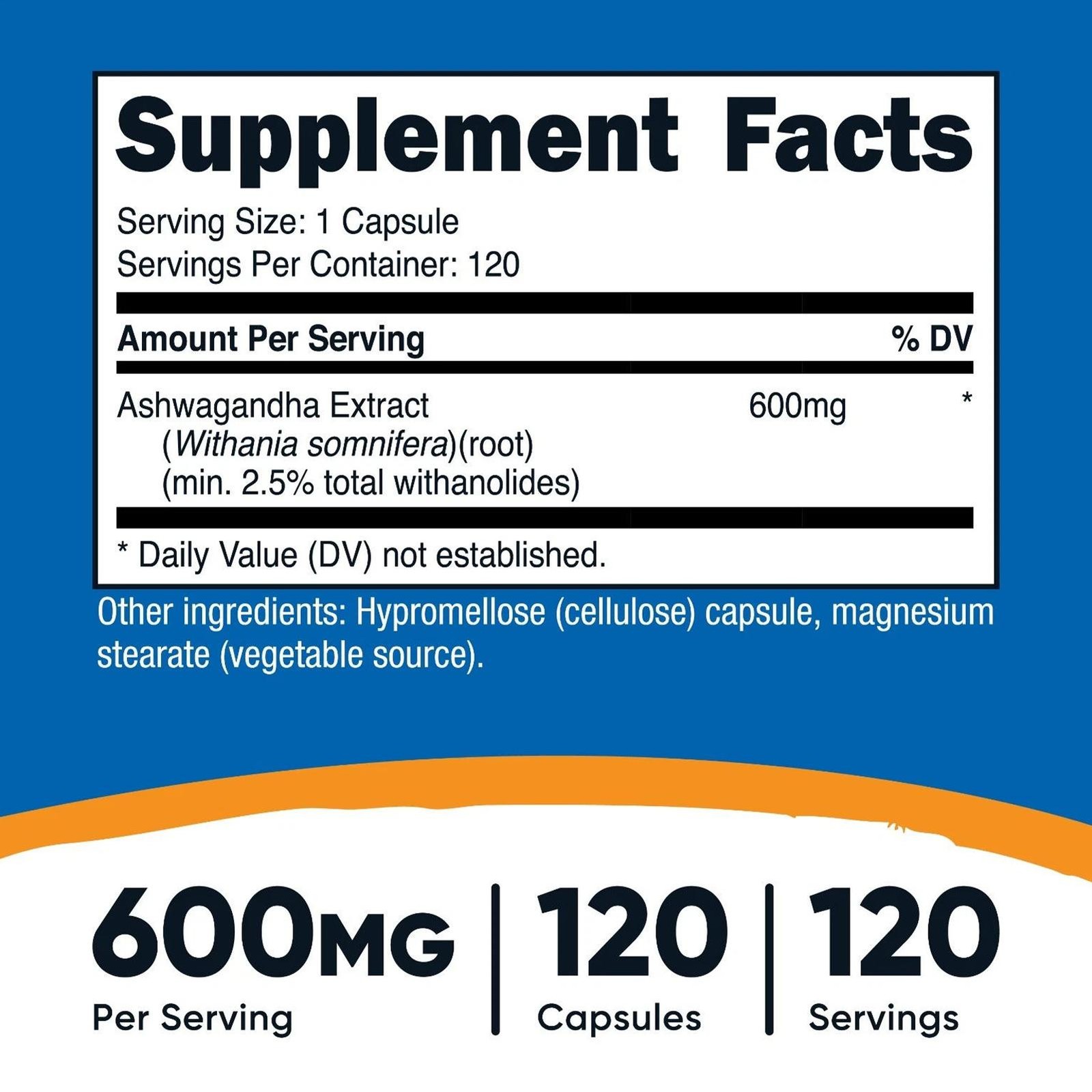 Nutricost Ashwagandha Root Herbal Supplement 600mg (120 Capsules)