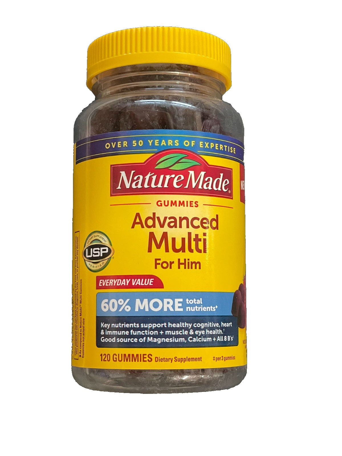 Nature Made Advanced Multi Gummies Supplement for Him, Mixed Berry 120