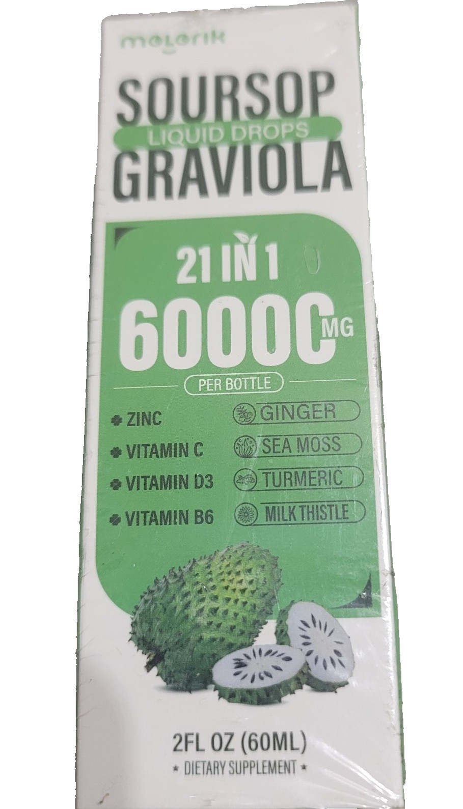 Molorik Soursop Graviola Liquid Drops 2 fl oz 60000MG Per Btl Supplement Exp 27