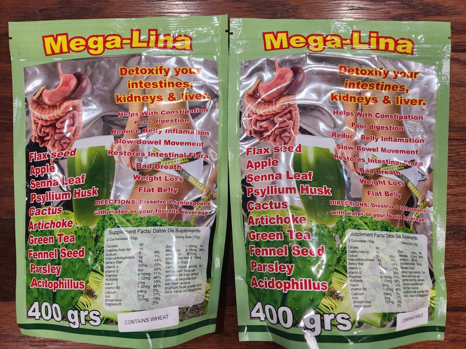 2 MEGALINA DETOXIFY INTESTINES, KIDNEYS & LIVER FLAX SEED 14 OZ 12/28 FRESH NEW