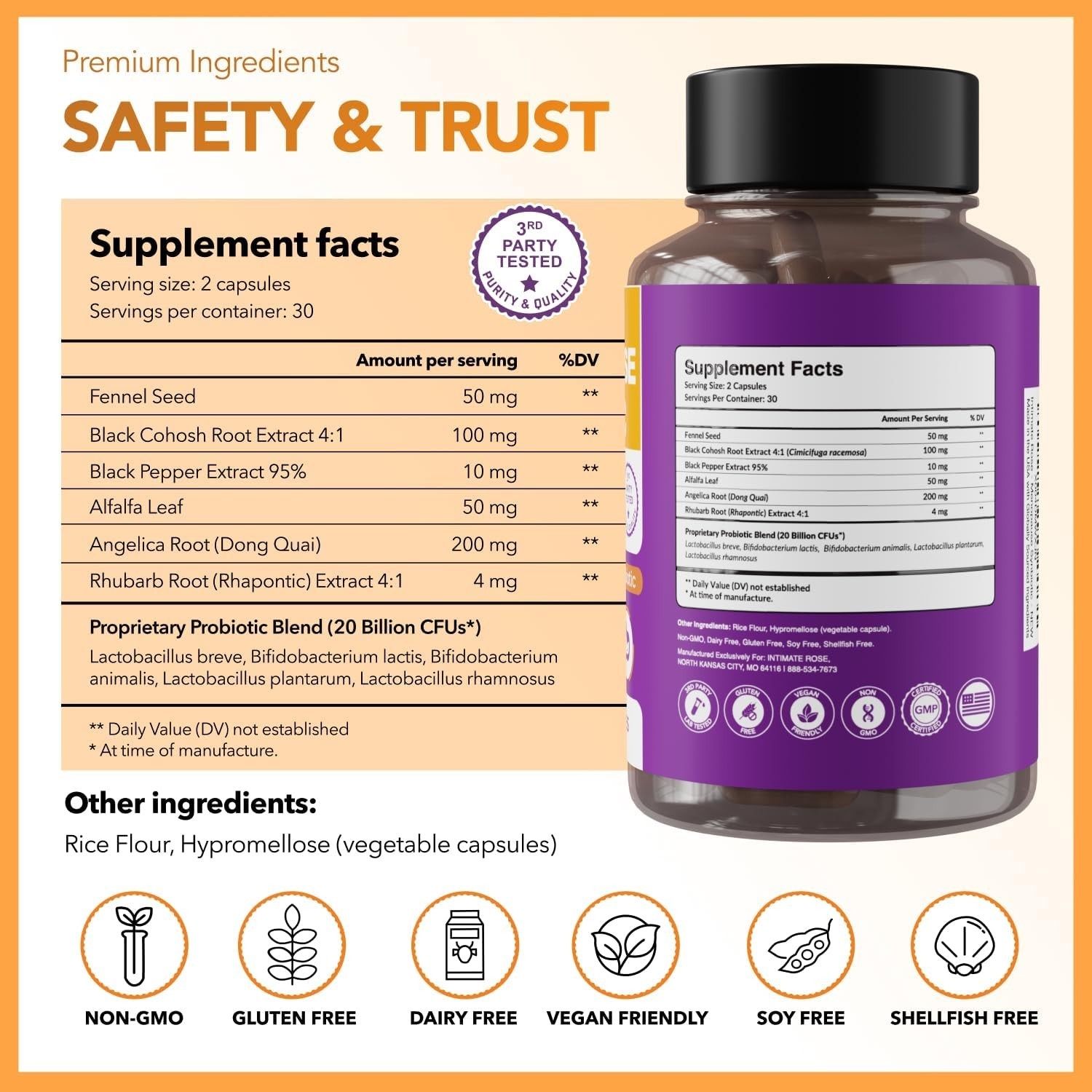 Menopause Support Supplement for Women Synbiotic with Black Cohosh, Dong Quai