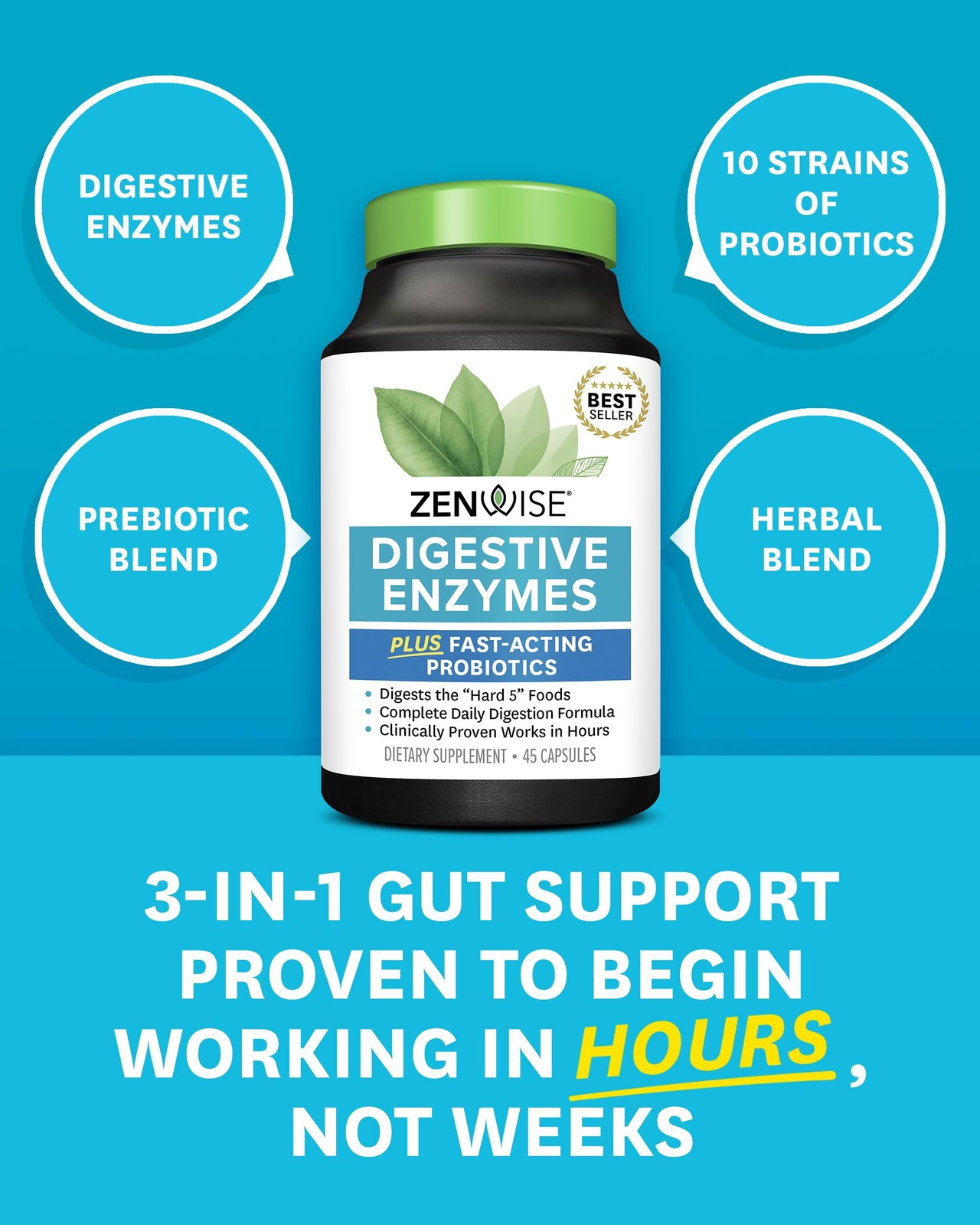 Zenwise Health Digestive Enzymes and Bromelain for Gut Health – Probiotic Mul…
