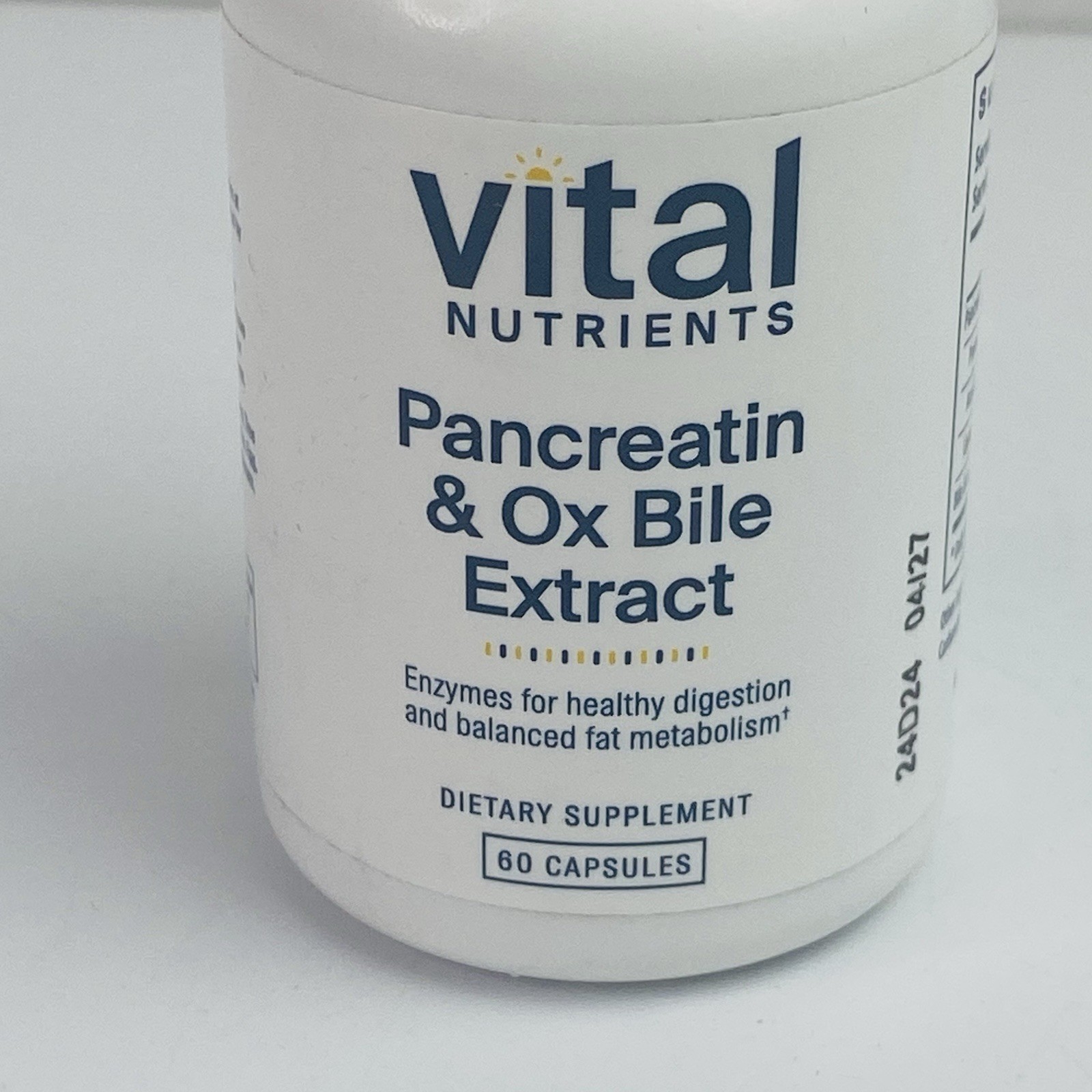 Vital Nutrients • Pancreatin & Ox Bile Extract 60 Capsules NEW SEALED EXP 4/2027