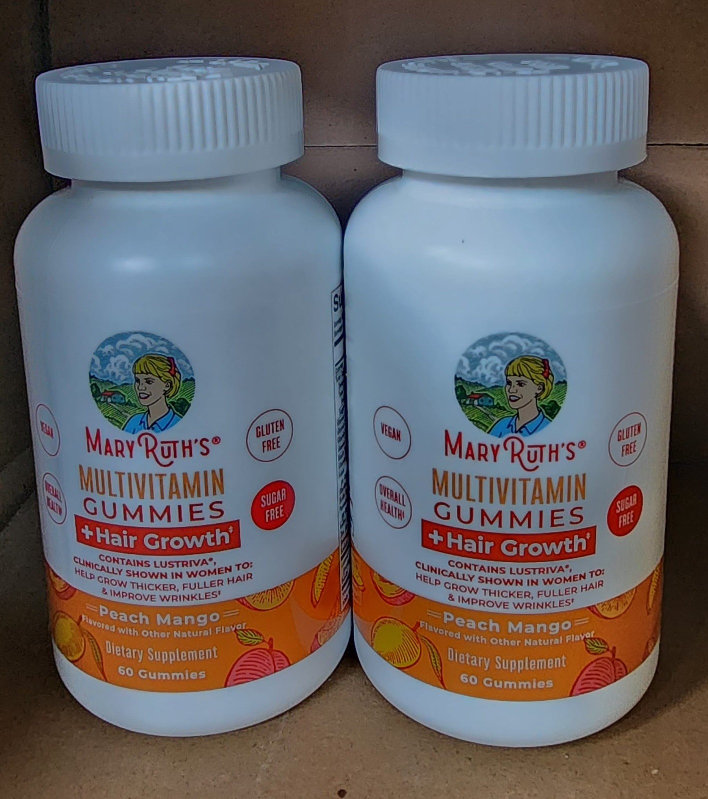 2x Mary Ruth’s Multi Gummies + Hair Growth – Peach Mango 60 Gummies Exp 6/27+