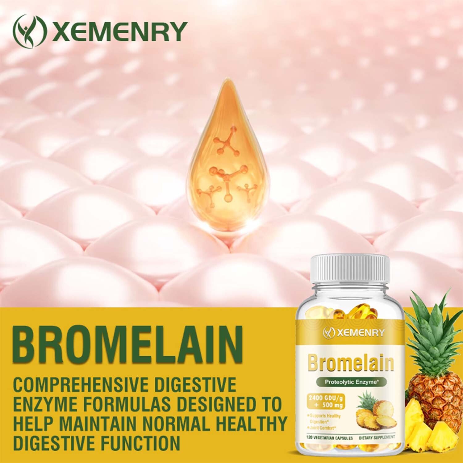 Bromelain 500mg – Natural Immune Support Supplement,Digestive Support,Gut Health