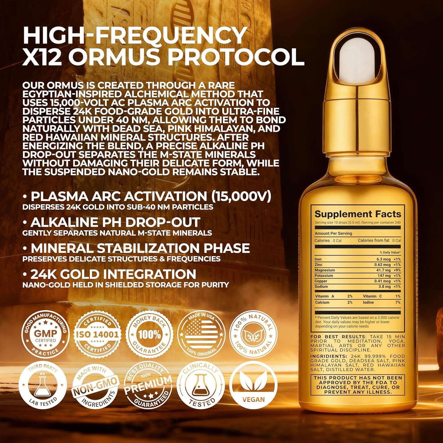 X12 Monoatomic Gold Drops – Liquid Trace Mineral Blend for Brain Health Support