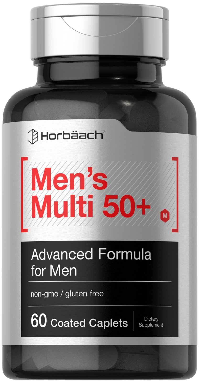 Men’s Multivitamin 50 Plus | 60 Caplets | Non-GMO & Gluten Free | by Horbaach