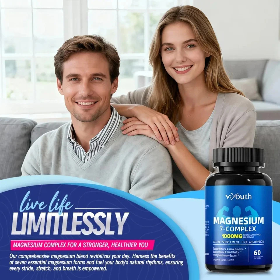 Genuine Viyouth 7-in-1 Magnesium Complex 1000mg, 60 Capsules with Zinc