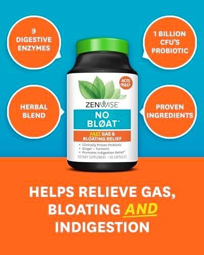 Zenwise Health NO Bloat Digestive Enzymes + Probiotics for Women and Men Dige…
