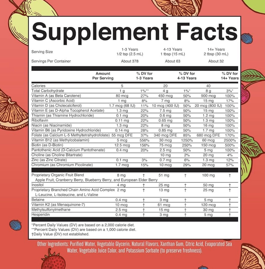 MaryRuth Organics Liquid Morning Multivitamin 12/2027 Fruit Punch 32floz