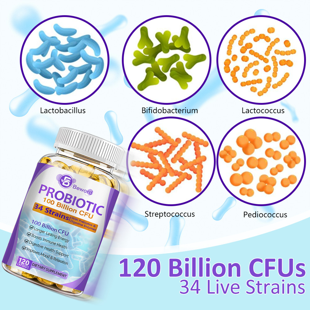 100 Billion Probiotics CFU Potency Gut Health Probiotic Supplement 1-4 Bottles