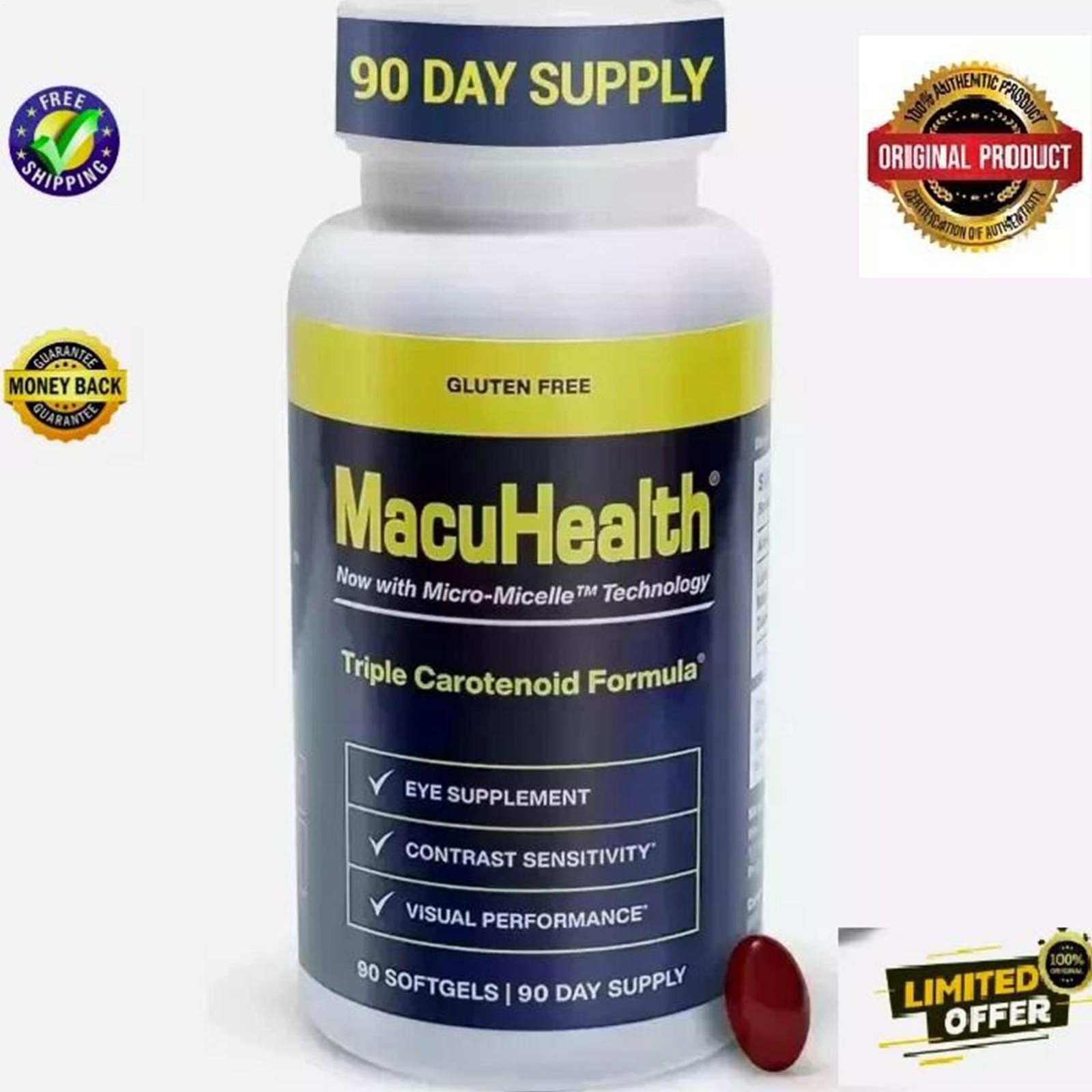 Macuhealth Triple Carotenoid Formula – Eye Vitamins For Adults – 90 Softgels