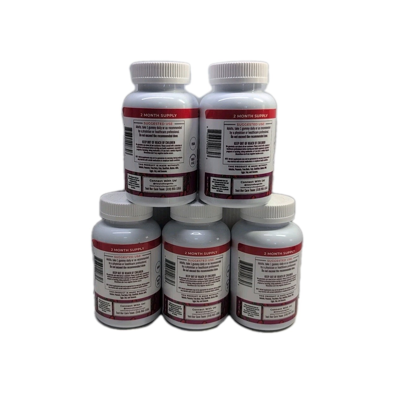 (5) Mary Ruths Biotin Gummies, Goji Berry, 60 Gummies Each. Exp 02/2026+