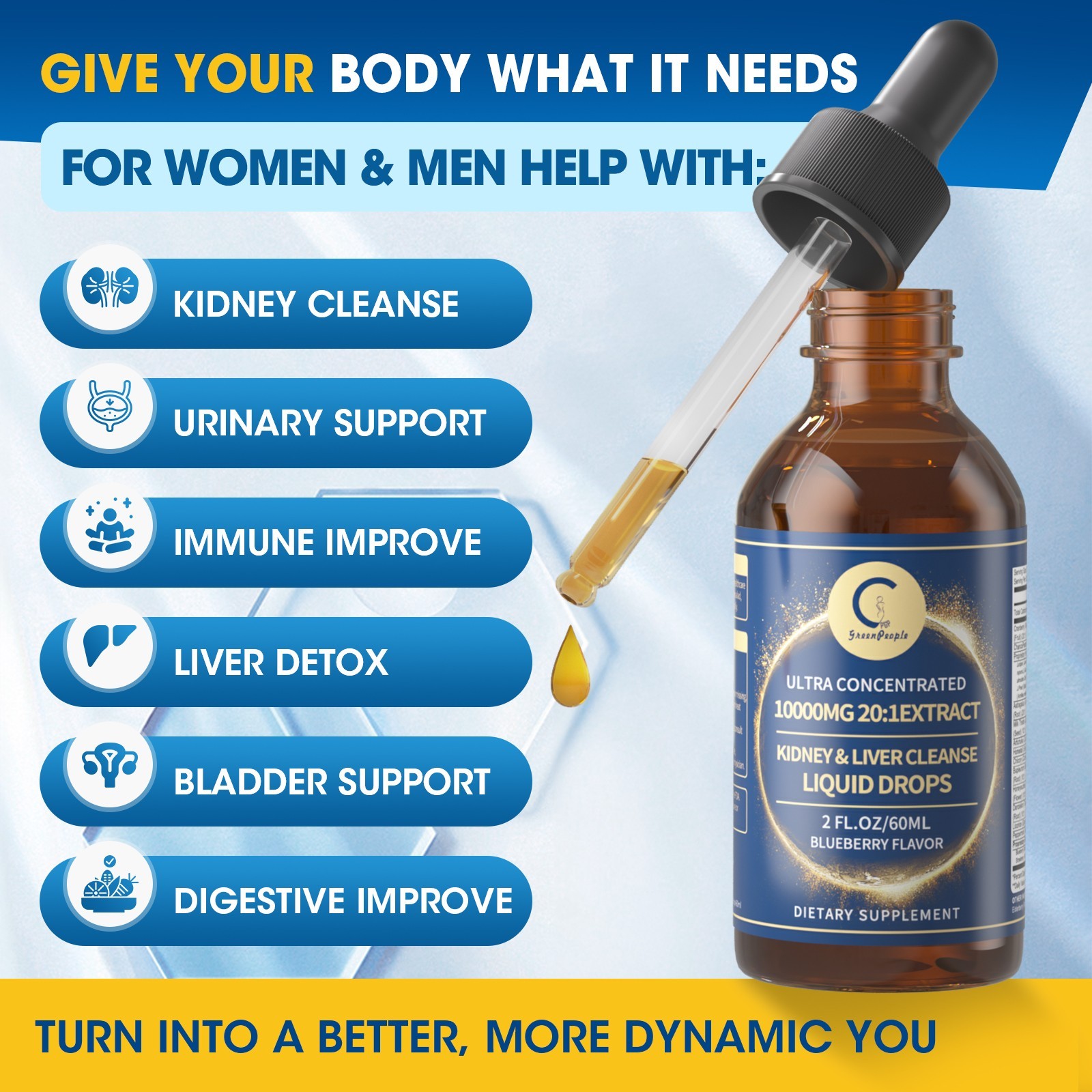 Kidney Cleanse Detox & Repair Drop Vegan Kidney Support Alcohol-Free Non-GMO