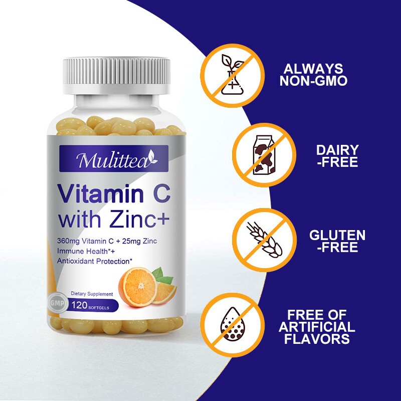 Vitamin C with Zinc Antioxidant Supplements for Immune Support 120 Capsules
