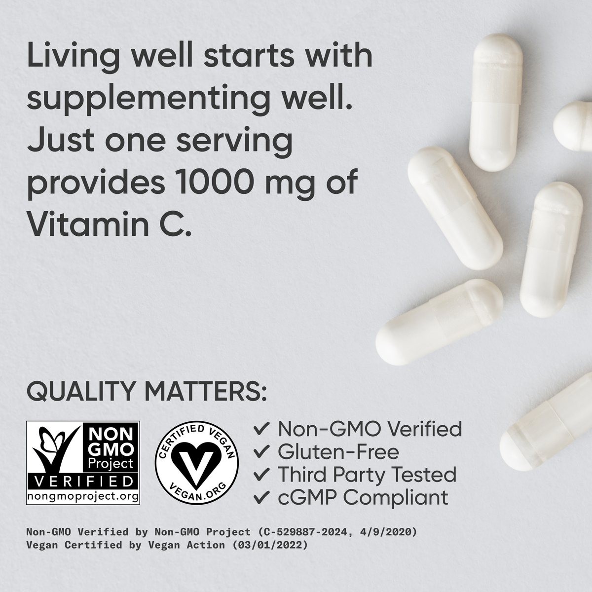 High Potency Vitamin C 1000mg Vegan Veggie Antioxidant & Immune Support 240 Ct