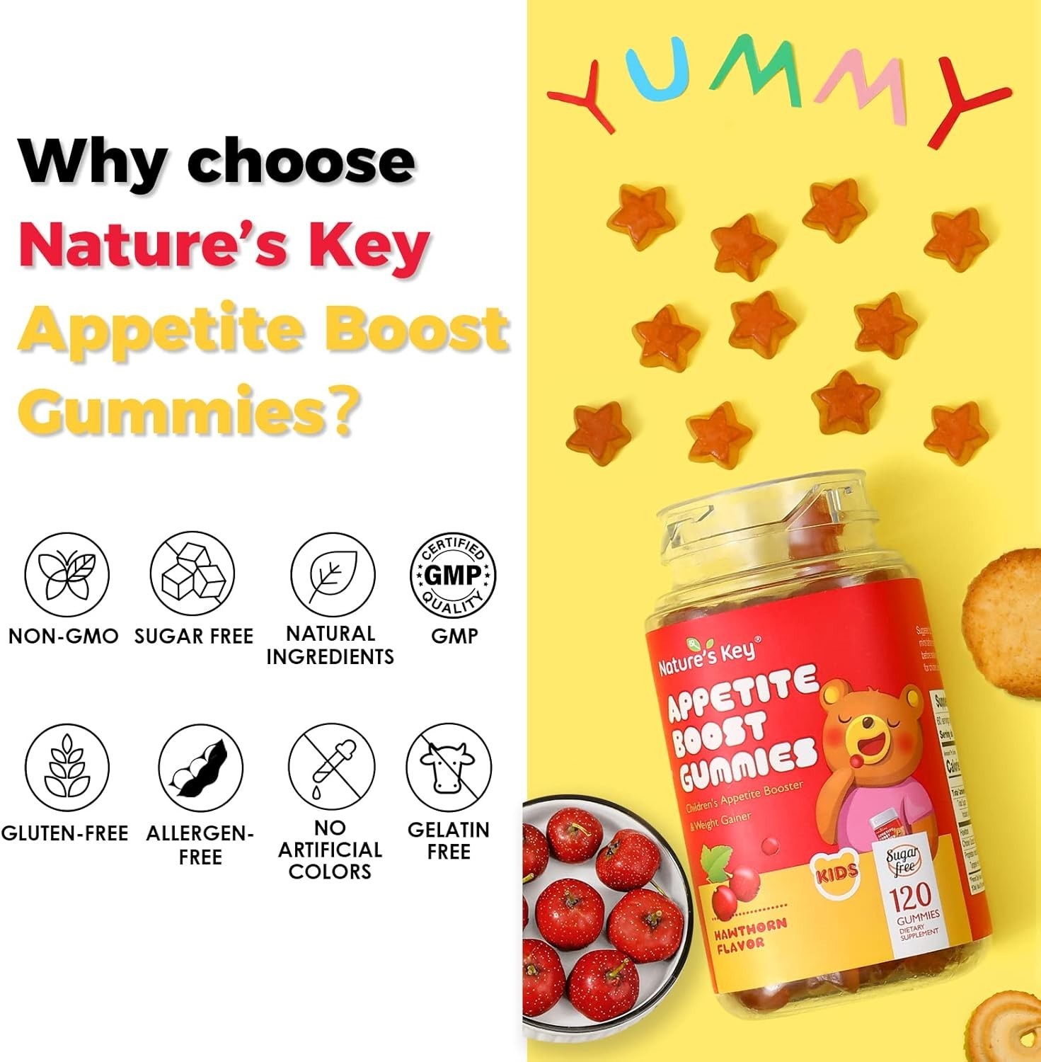 Appetite Booster Gummies for Kids 2 Packs Appetite Stimulant Hawthorn Flavor