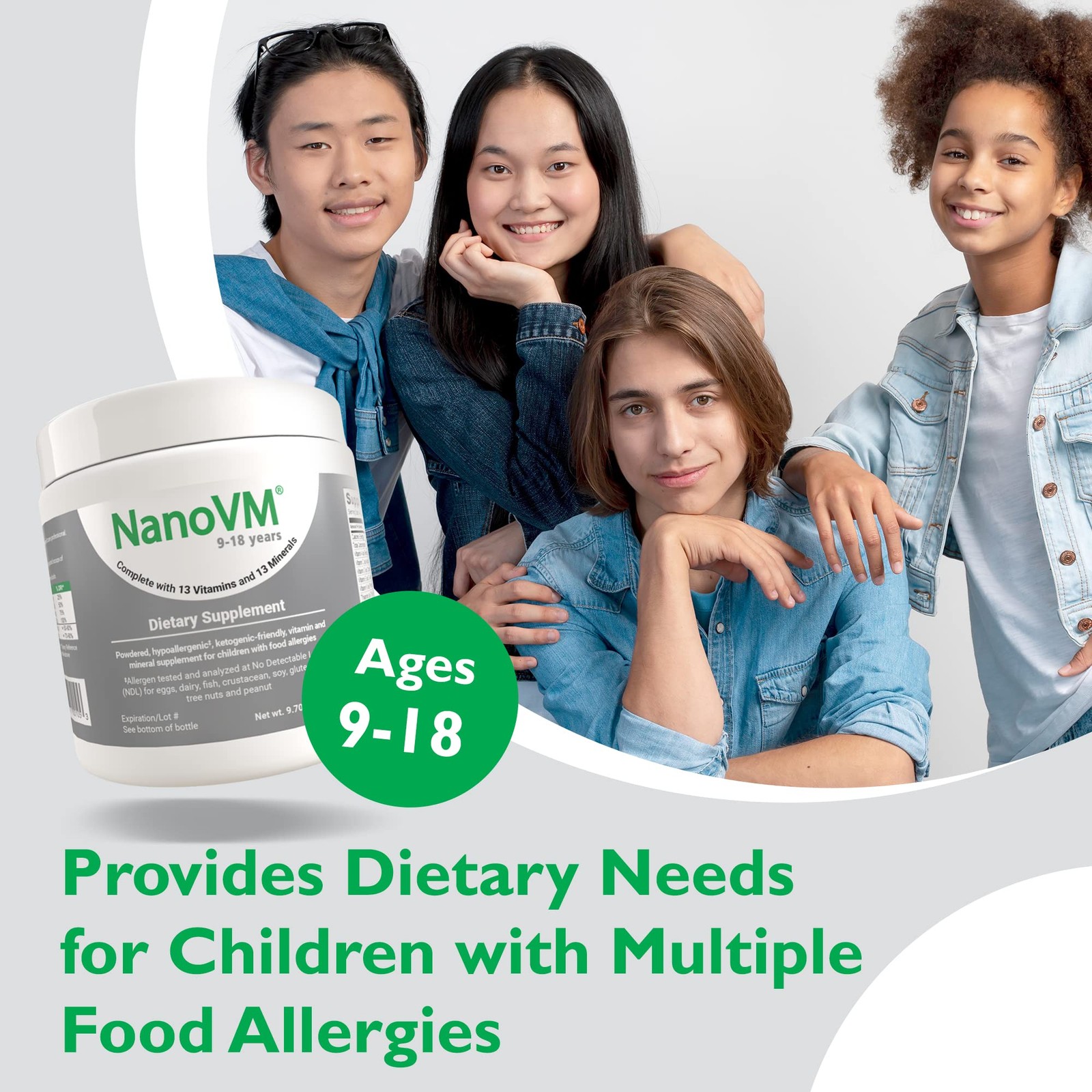 918 Years, AllergenFree Kids Multivitamin, Unflavored Powdered Vitamins, Mult…