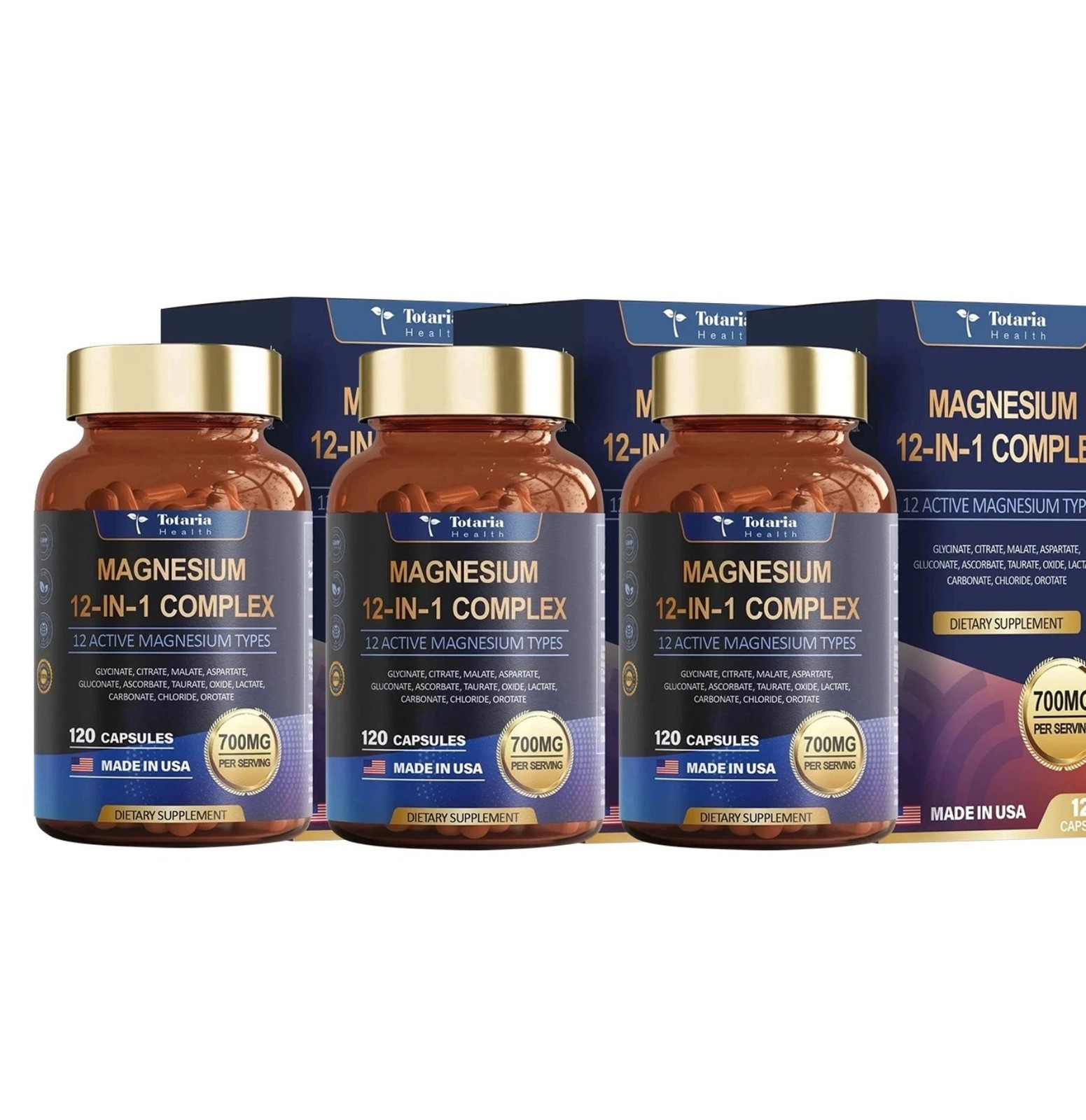 3 boxes-Magnesium 12 in 1 Complex 700mg – Glycinate Citrate Malate Taurate Daily