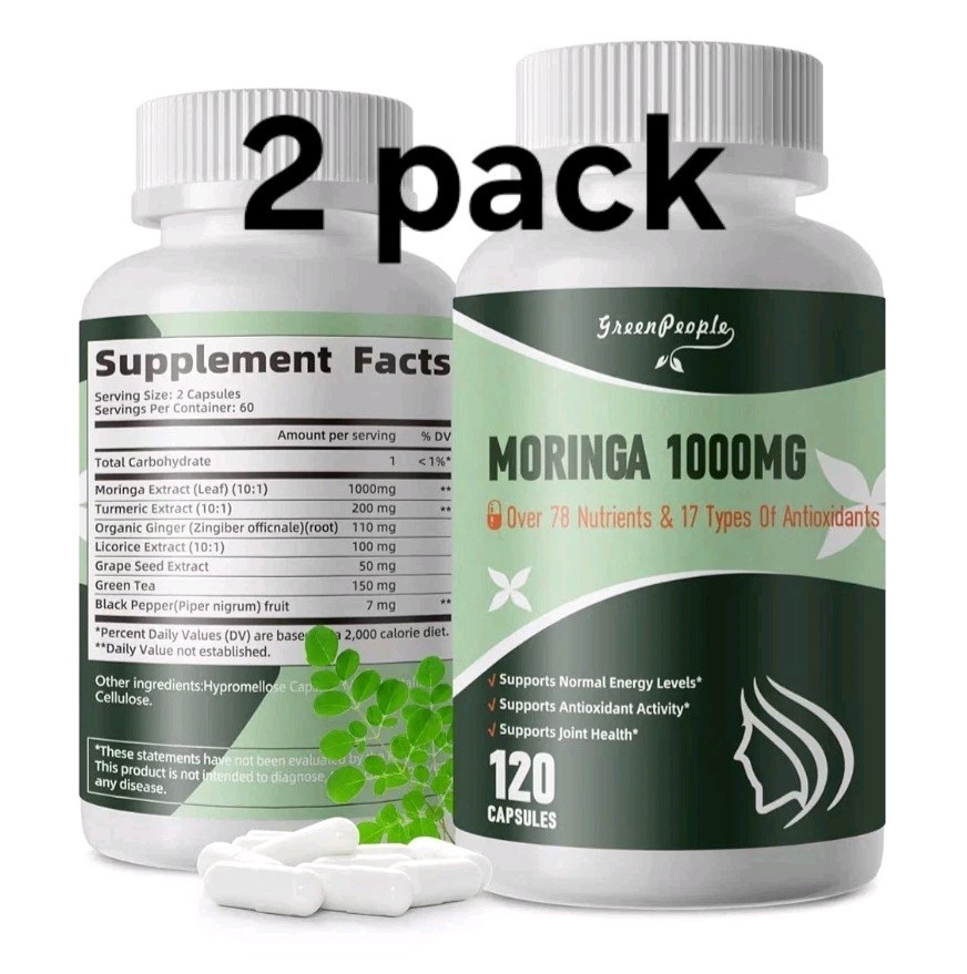 2 Pack GREENPEOPLE Liposome Moringa Capsules 1000mg – 120pc – 60 Day Supply