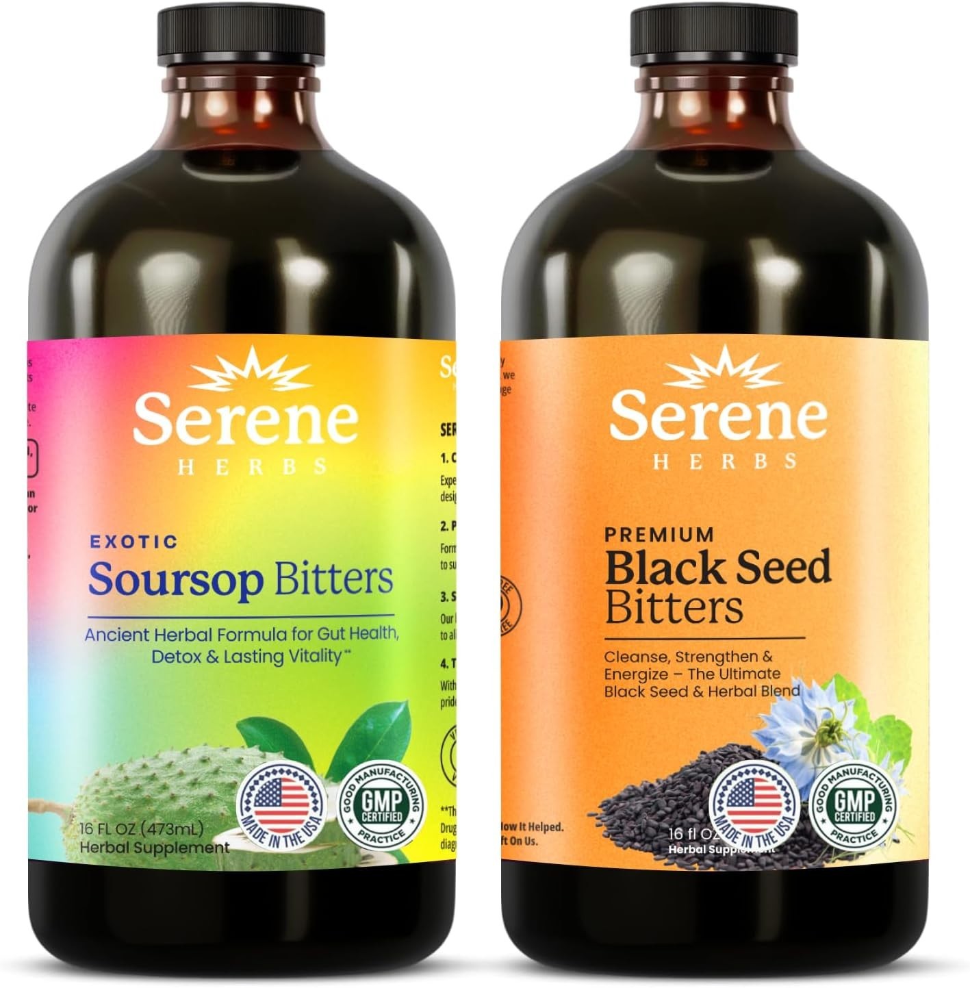 Soursop Bitters & Black Seed Bundle | Gut Health Immune Support | 32 oz