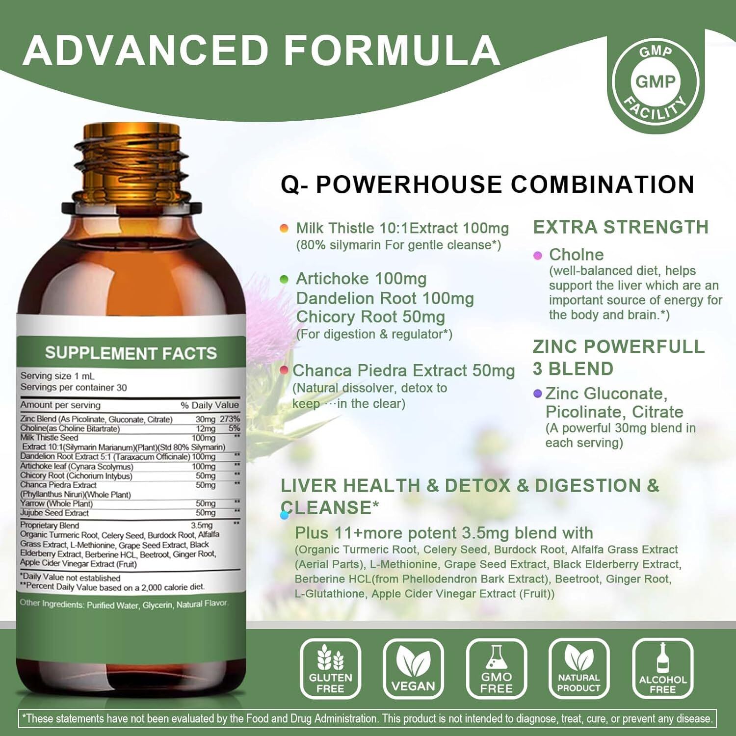 2x Liver Cleanse & Detox Support Supplement Liquid Drop Milk Thistle Extract