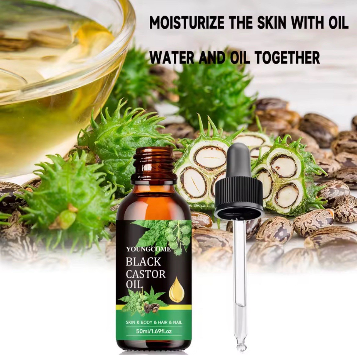 60ml Organic Black Castor Oil – Hair Growth, Strengthens Hairline, Skin & Body.