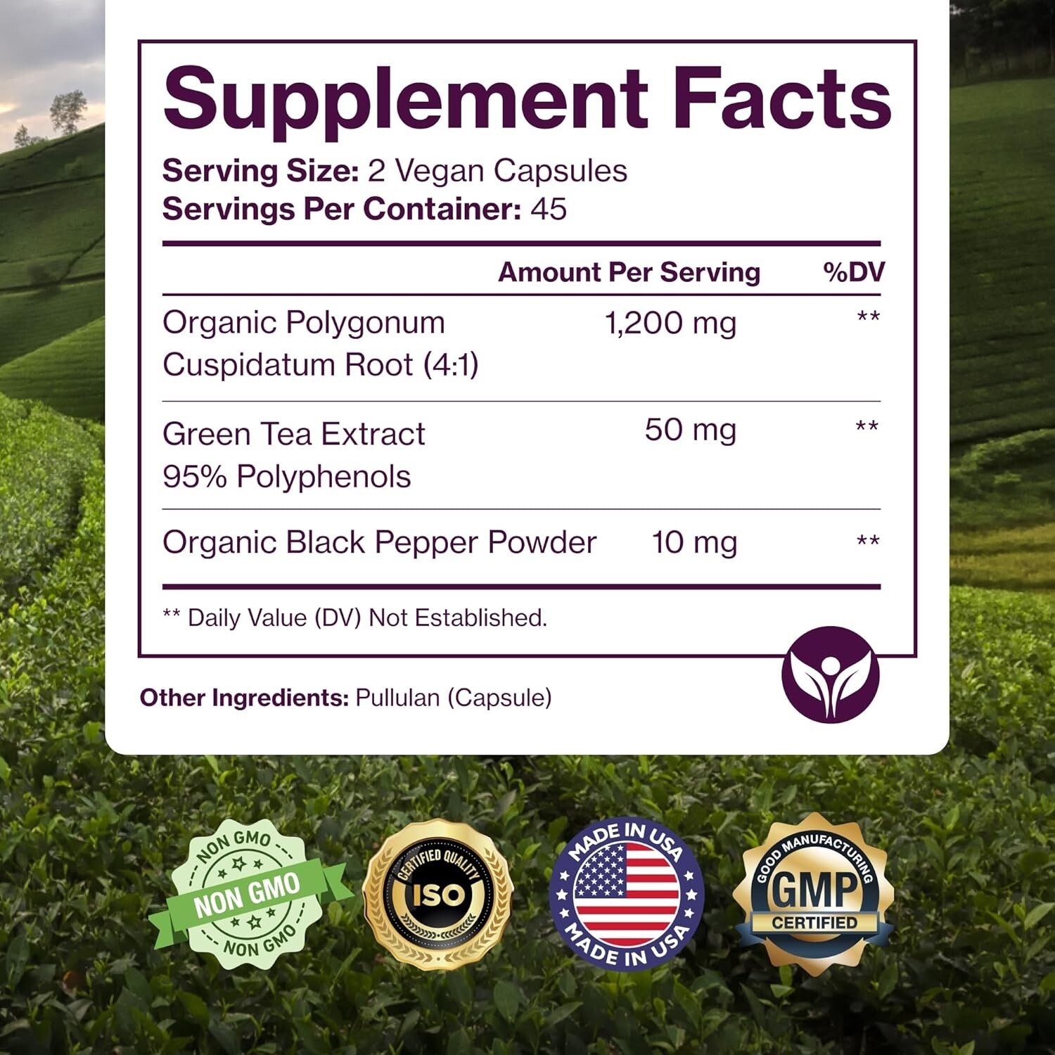 Pure Micronutrients Organic Resveratrol 90 Capsules 1200 Mg Trans-Resveratrol