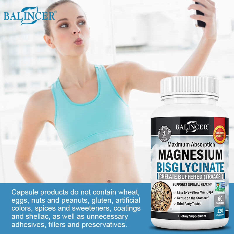 Magnesium Bisglycinate 72mg High Absorption Chelated-30/60/120Vegan Capsules