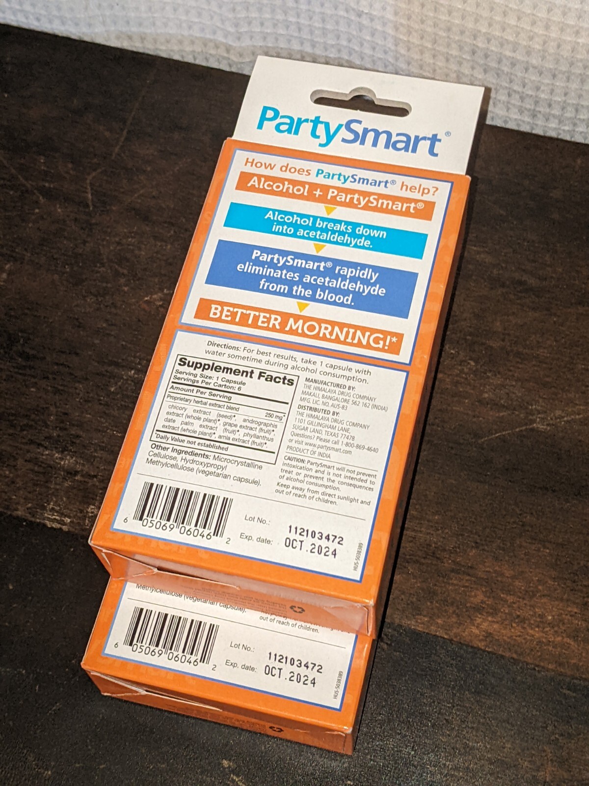 Himalaya Herbals PartySmart 6×2 Pack 12 Total Exp Oct 2024 Vegetarian Capsules