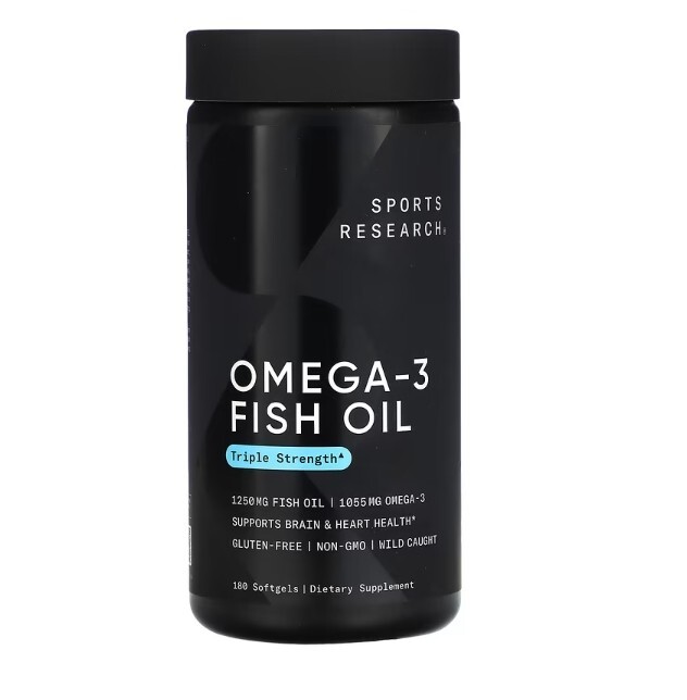 Sports Research, Omega-3 Fish Oil, Triple Strength, 1250 mg, 180 Softgels