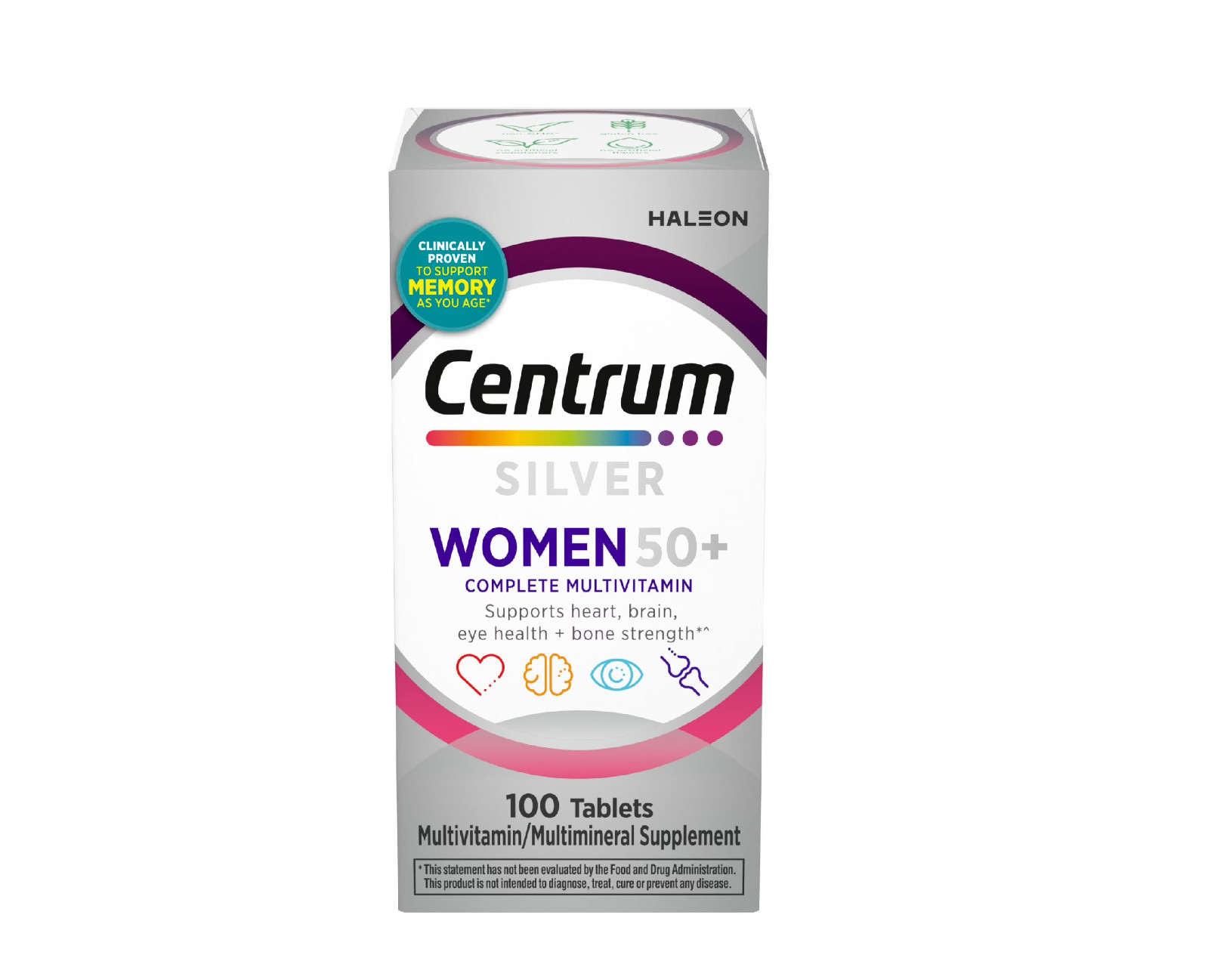Centrum Silver Womens 50 Plus Multivitamin With Vitamin B, C, D3 & E, 100 Count.