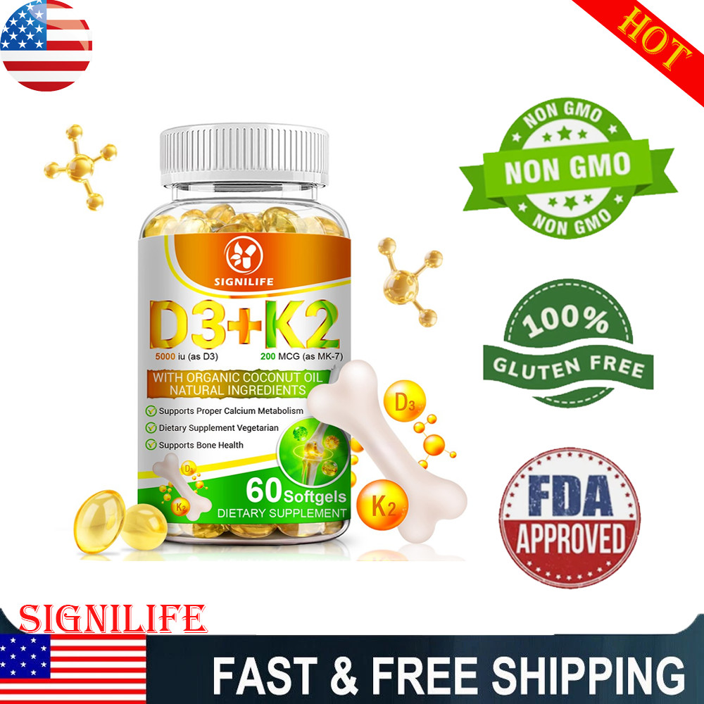 Vitamin D3 + K2 Gummies 60/120 ct for Bone Heart & Immune System Support