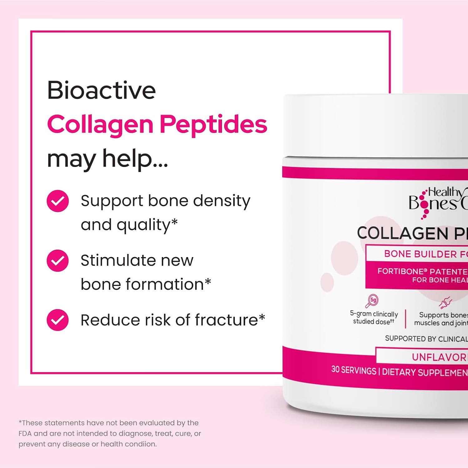 FORTIBONE Collagen Peptides Essential Bone Builder Hydrolyzed Collagen Powder fo