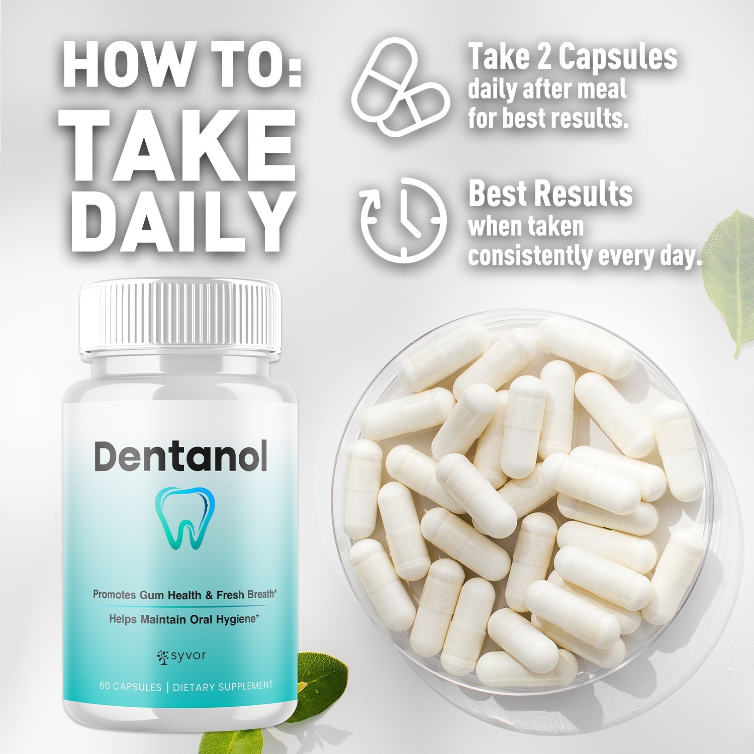 (1 Pack) Dentanol Oral Probiotic Support for Healthy Teeth & Gums 60 Capsules