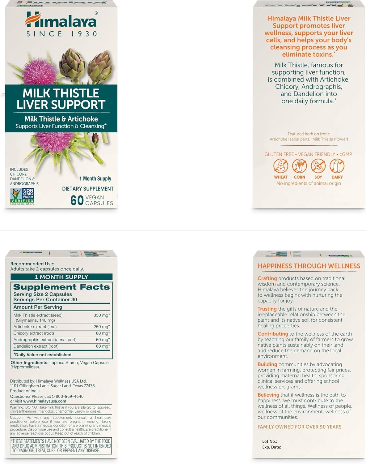 2 X Milk Thistle Liver Support & Cleansing with Artichoke Chicory Exp 12/2027