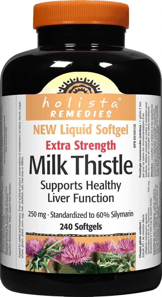Extra Strength Milk Thistle 250mg – 240 Softgels, Liver Support & Detox Formula