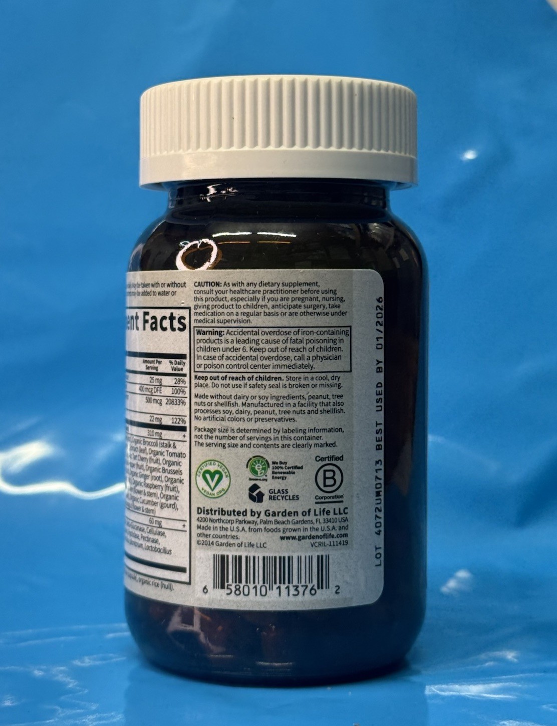 Garden of Life Vitamin Code RAW IRON 30 Vegan Capsules EXP 01/2026 NEW NO BOX