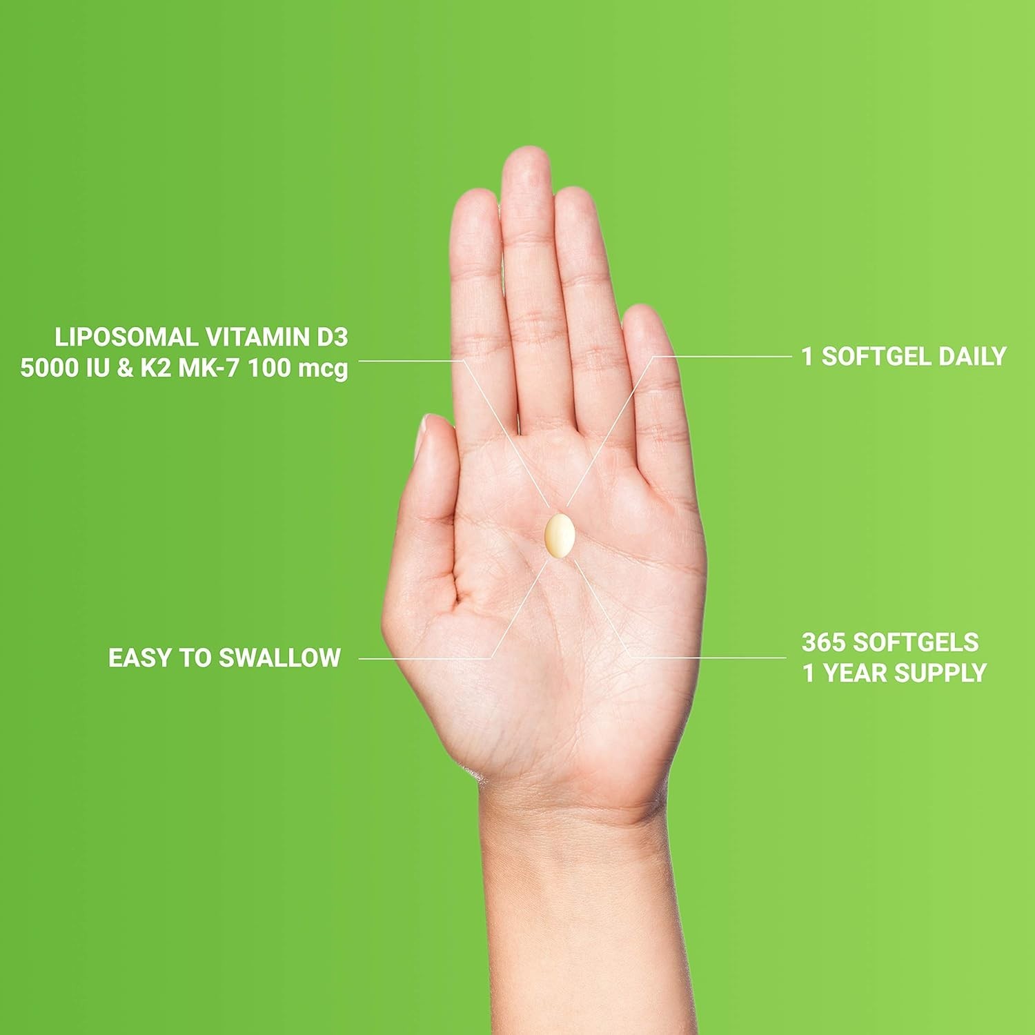 Liposomal Nourish Vitamin D3 Supplement 365 softgels