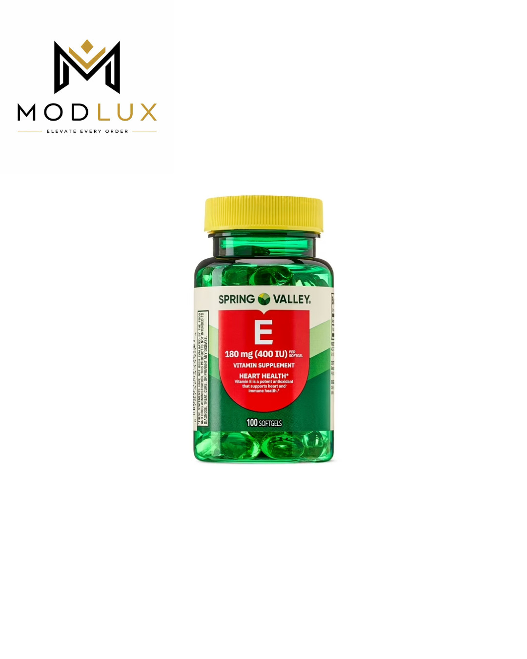 Spring Valley Vitamin E 180mg Softgels Heart Health 100 Count