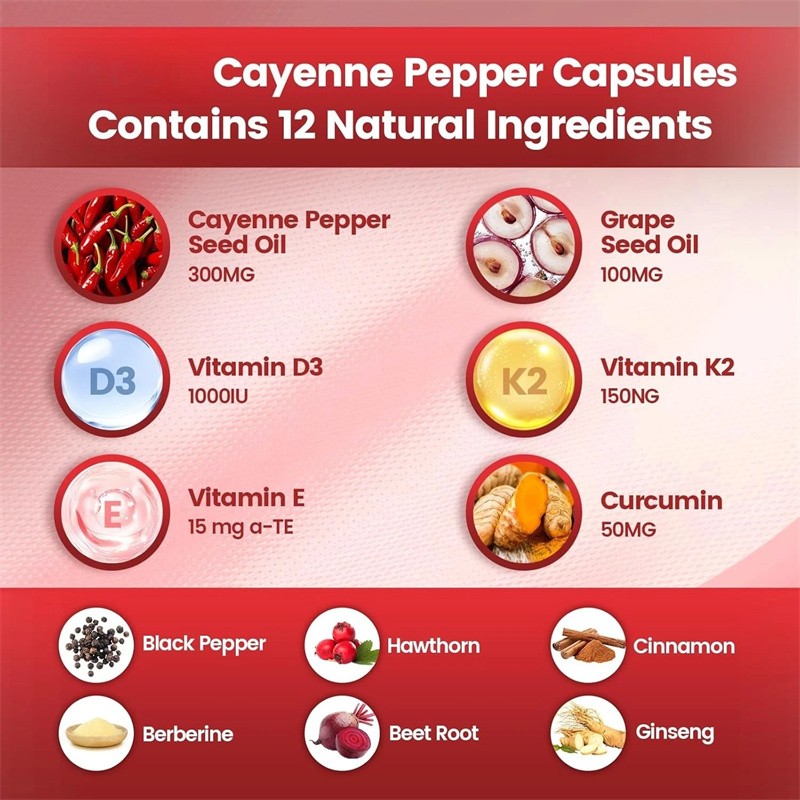 Cayenne Leg Softgel Pepper Help Vein Heart Blood Vessel Health Vitamin D3+K2
