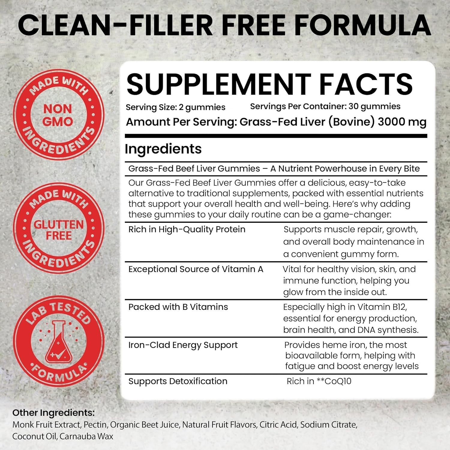 Beef Liver Supplement Grass Fed | Beef Organs Gummies for Women | 60 Gummies
