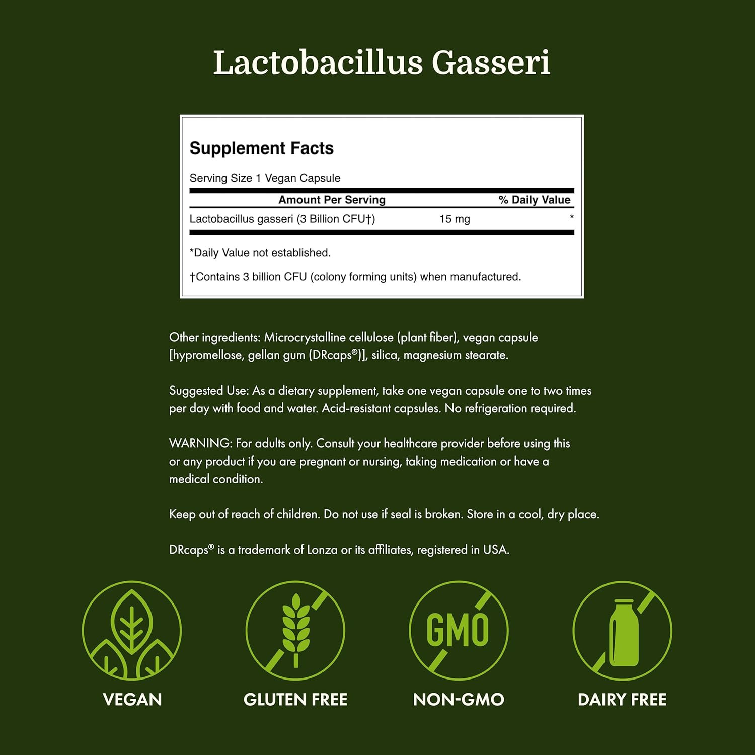 Lactobacillus Gasseri Probiotic for Adults Seeking Digestive and Metabolic Suppo
