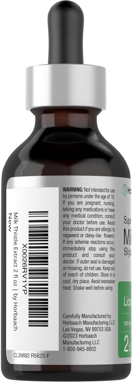 Horbäach Milk Thistle Extract Liquid | 2 fl oz | Alcohol 2 Fl Oz (Pack of 1)