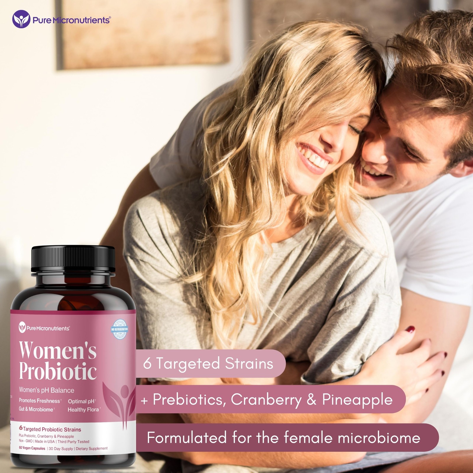 Vaginal Probiotics 60 Capsules with Cranberry – pH Balance & Odor Support