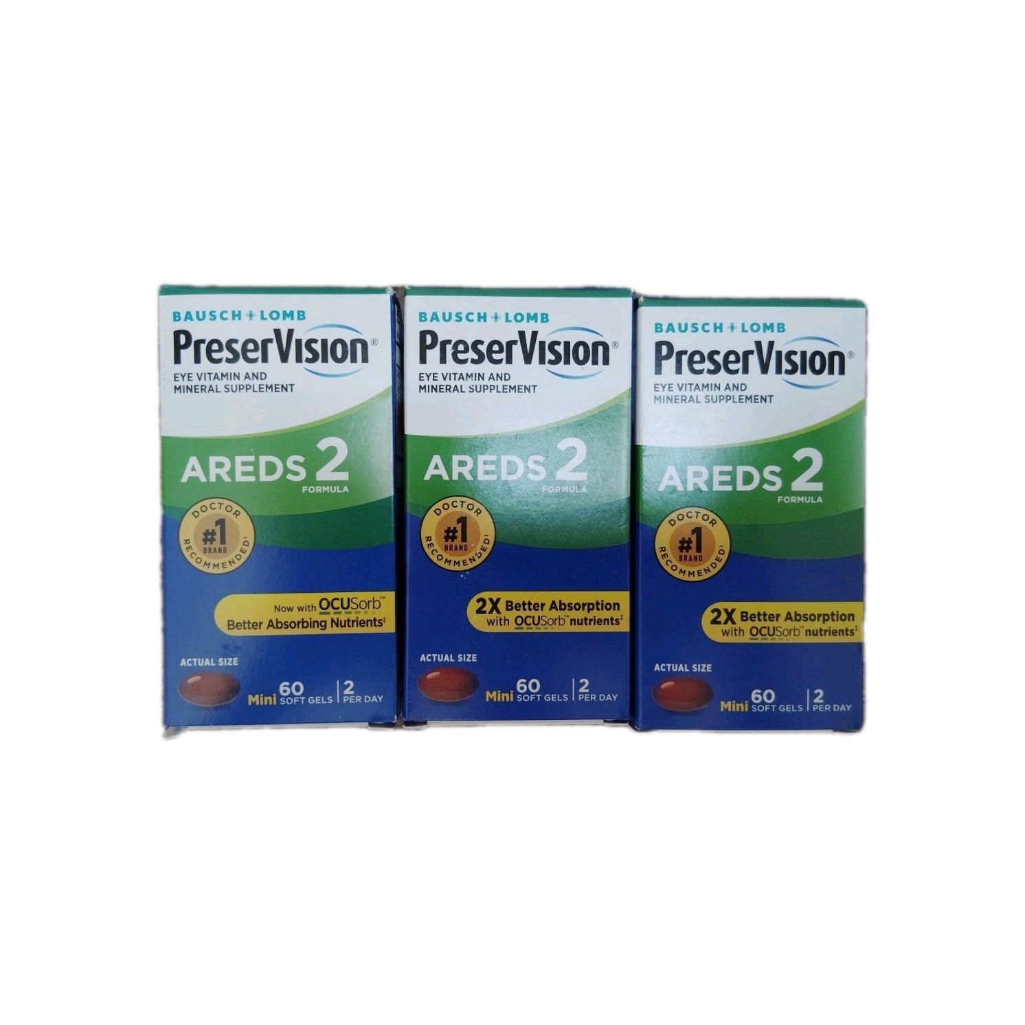 Bausch+Lomb Preservision Eye Vitamin & Mineral Supplement-60 Cap Dmgd Box 3 Pack