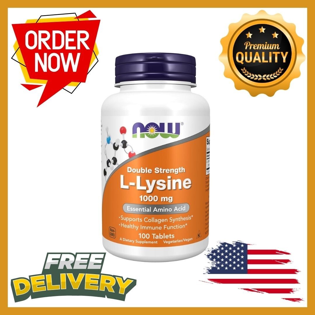 NOW FOODS L-Lysine, Double Strength 1000 mg – 100 Tablets