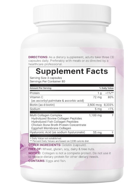 Micro Ingredients Multi Collagen Pills for Women & Men, 240 Capsules