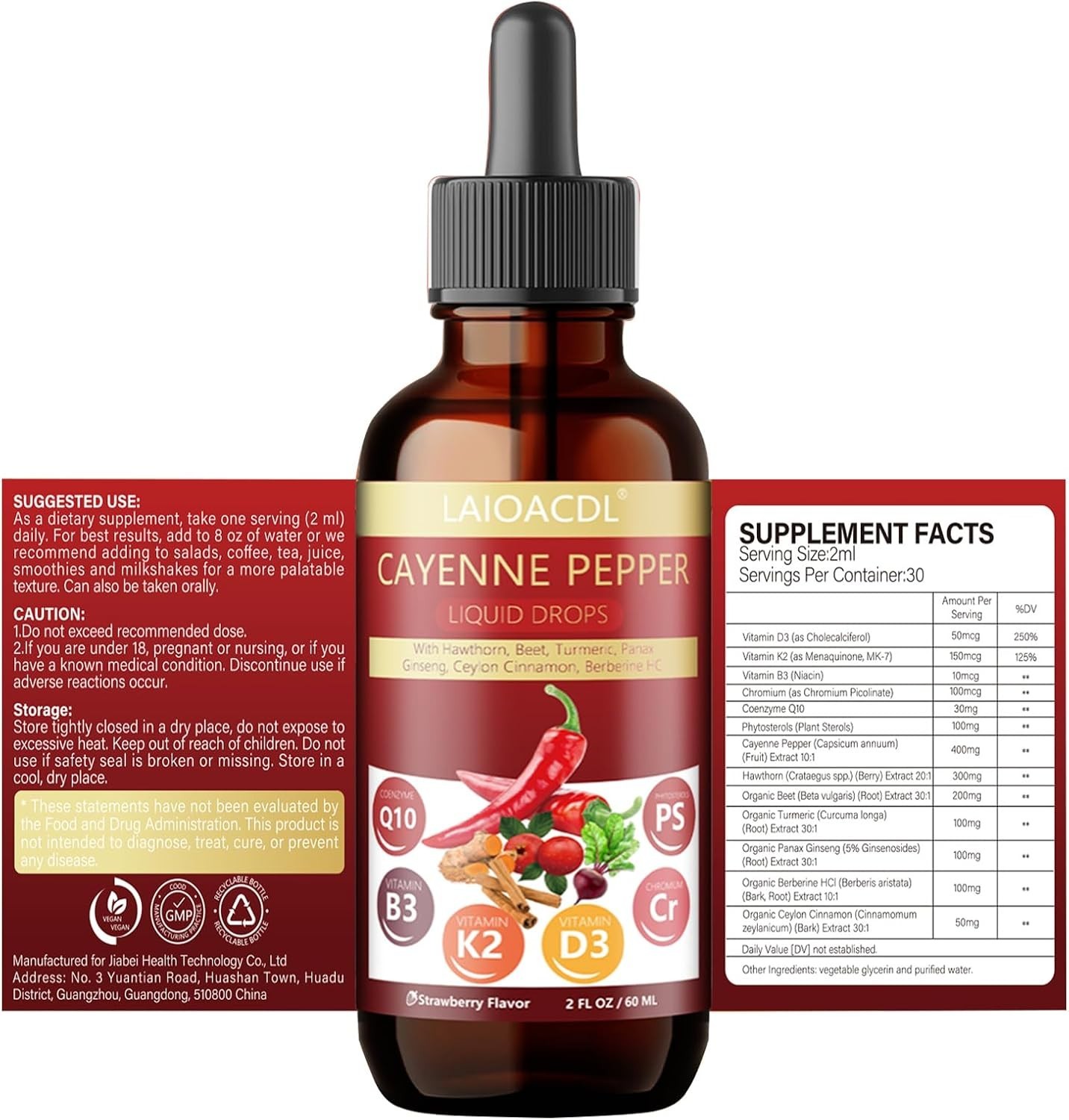 Natural Cayenne Pepper and Berberine Drops – Supports Bone Health & Metabolism